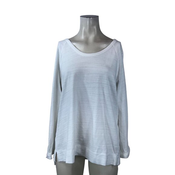 LOFT Tops - LOFT - WOMEN'S MEDIUM - WHITE LONG SLEEVE ROUND NECK CASUAL TOP SHIRT